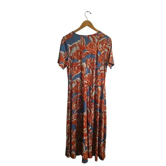 Soft Surroundings floral Spritzer Maxi Dress sz large petite blue orange - Picture 4 of 7